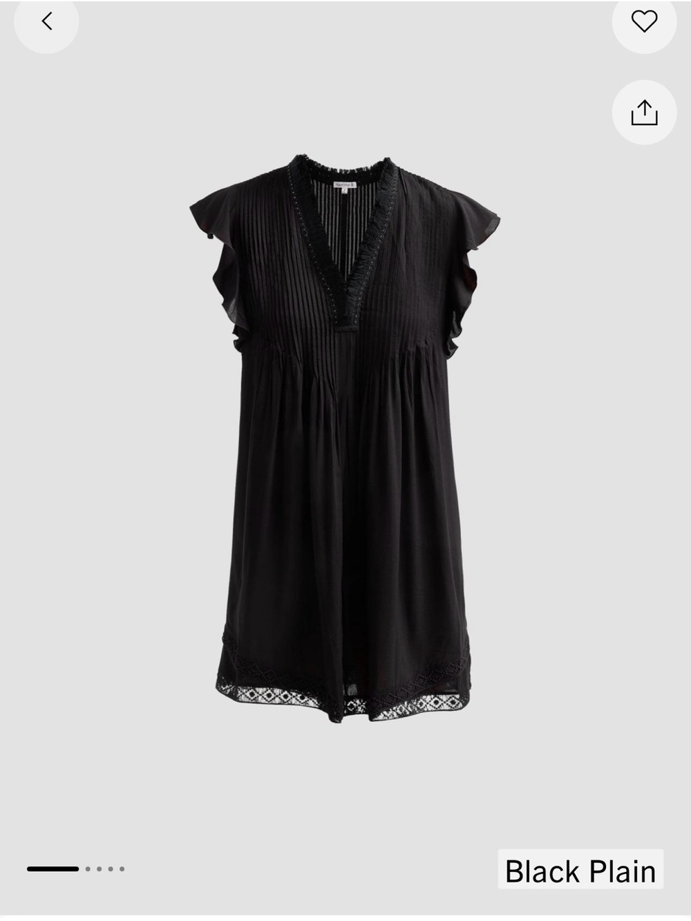 Poupette St. Barth Black Mini Dress with Lace Trim